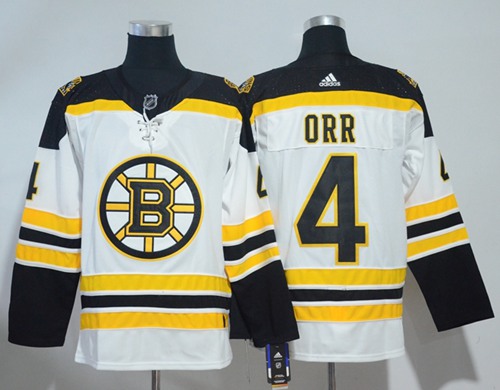 Adidas Men Boston Bruins #4 Bobby Orr White Road Authentic Stitched NHL Jersey->boston bruins->NHL Jersey